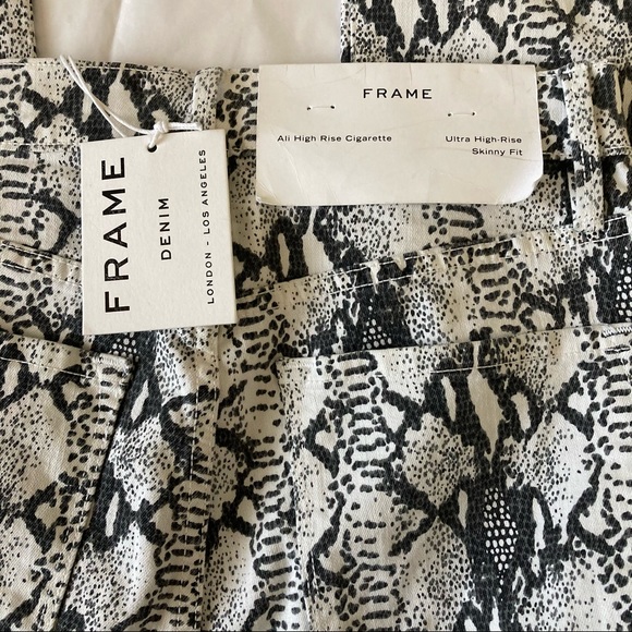 Frame Womens Ali High-Rise Cigarette Python-Print Jeans - Picture 6 of 9